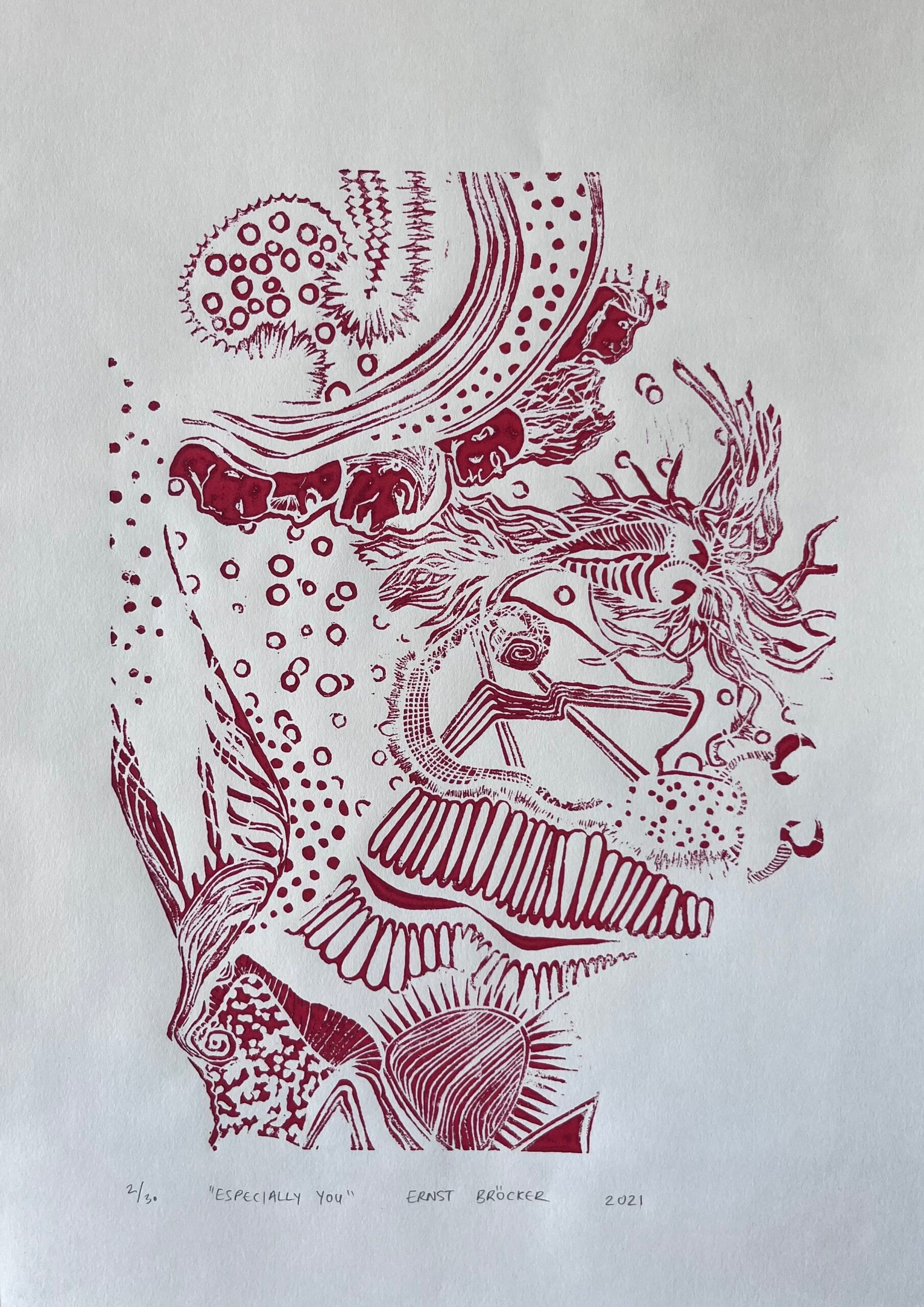 "Especially You" A3 Lino Print