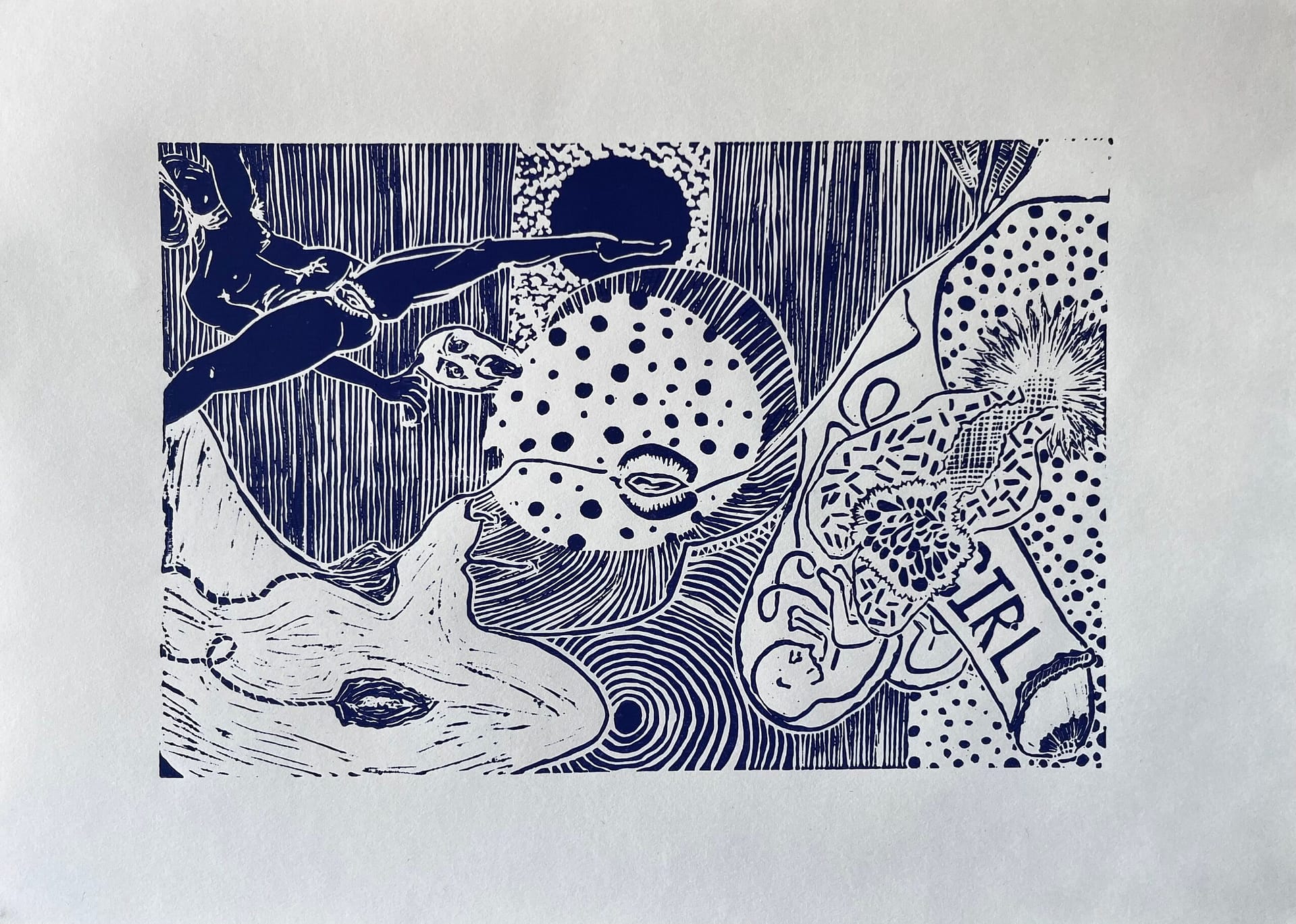 "Are You a Boy or a Girl?" A3 Lino Print