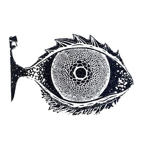 "Upstream" A4 Lino Print